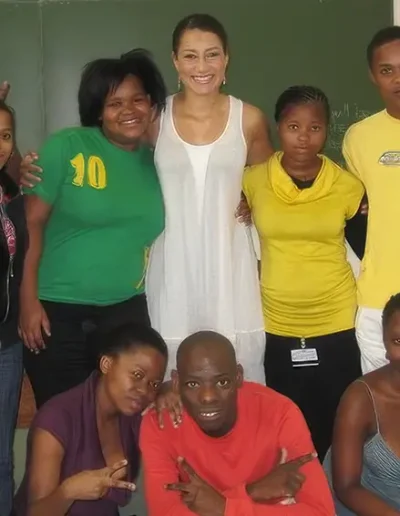 Morgan Radford with 11 high school students